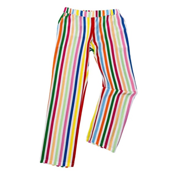 BNWT Rainbow Mira Mikati Colorful Striped Straight Leg Pants | 100% Silk | Sz 8 - Picture 1 of 9